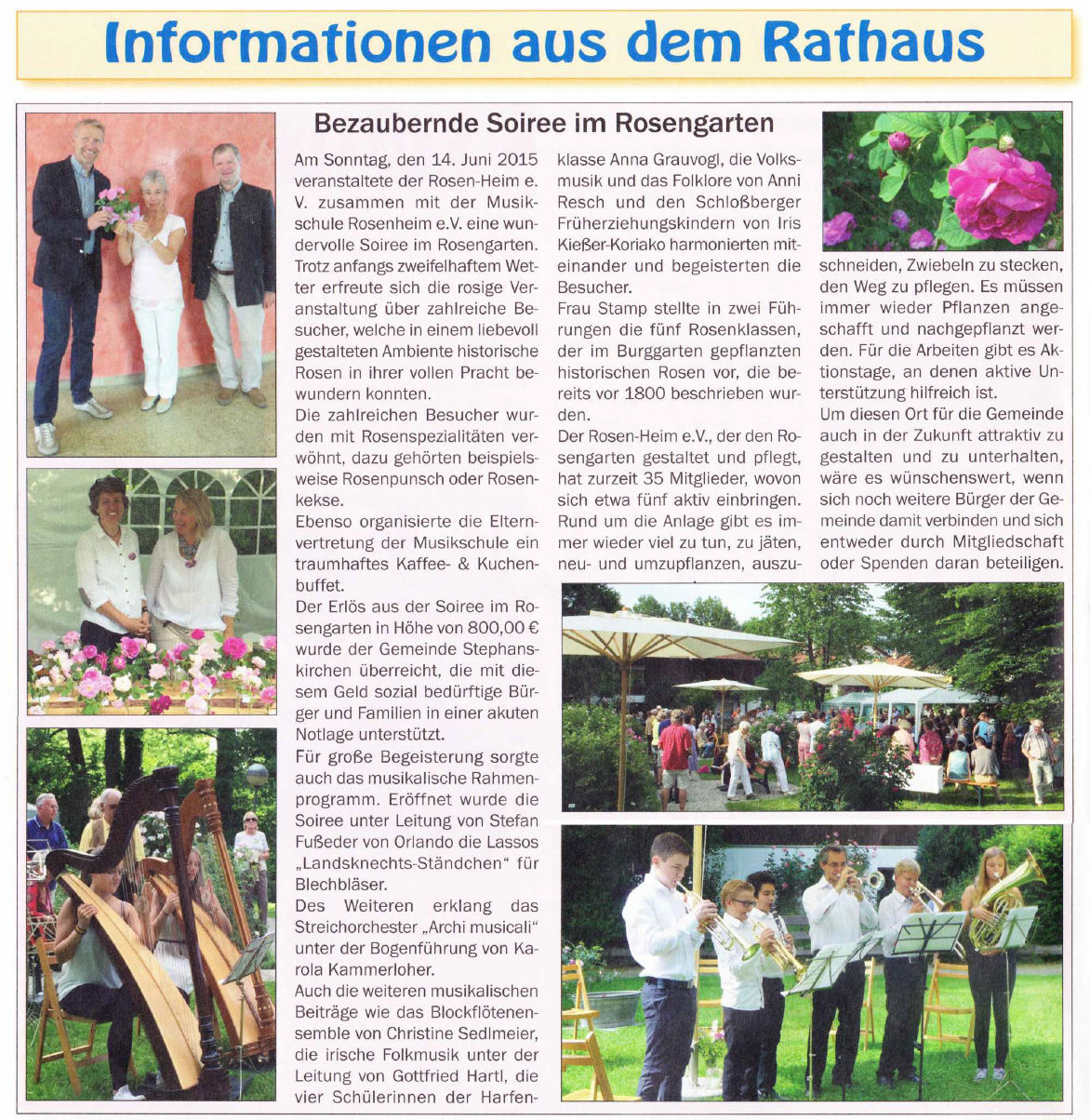 Artikel Soiree im Rosengarten am Schloßberg.