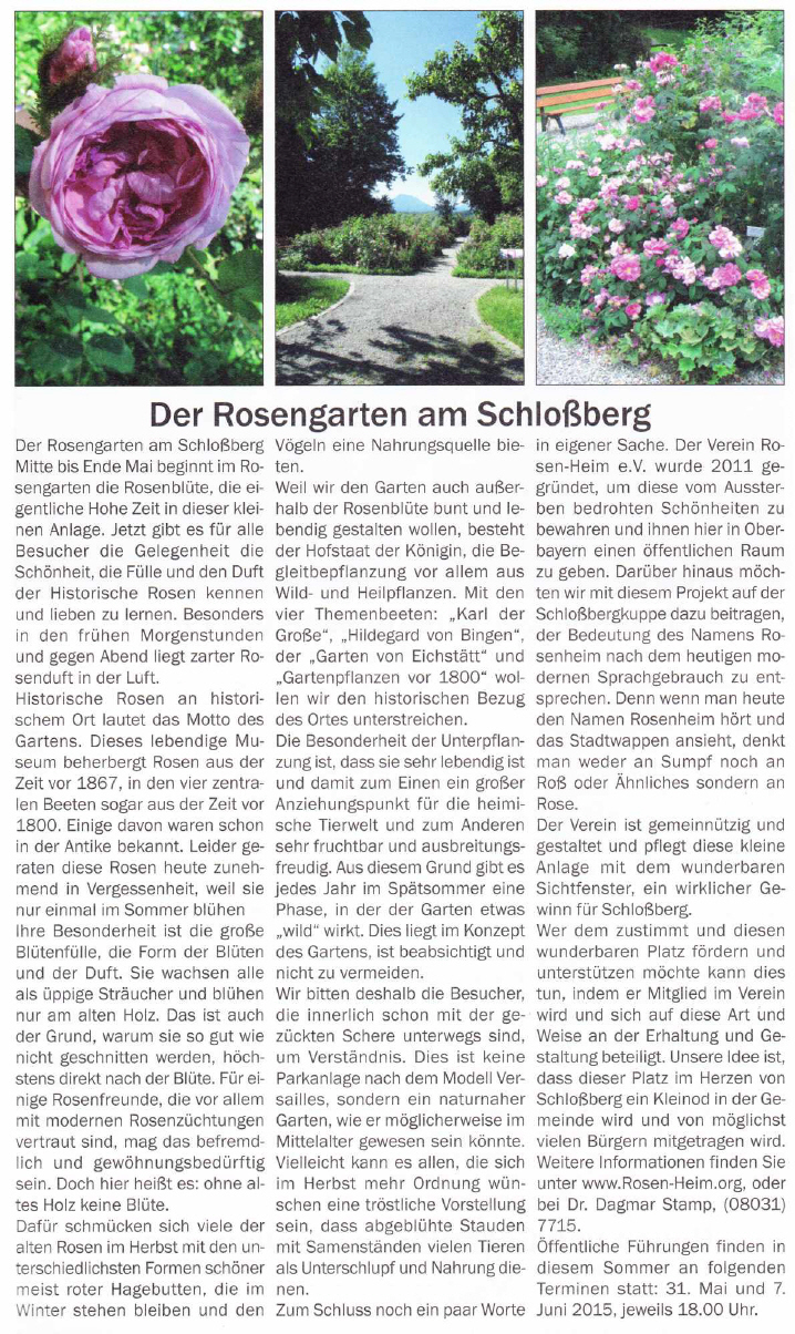 Artikel Der Rosengarten am Schloßberg.