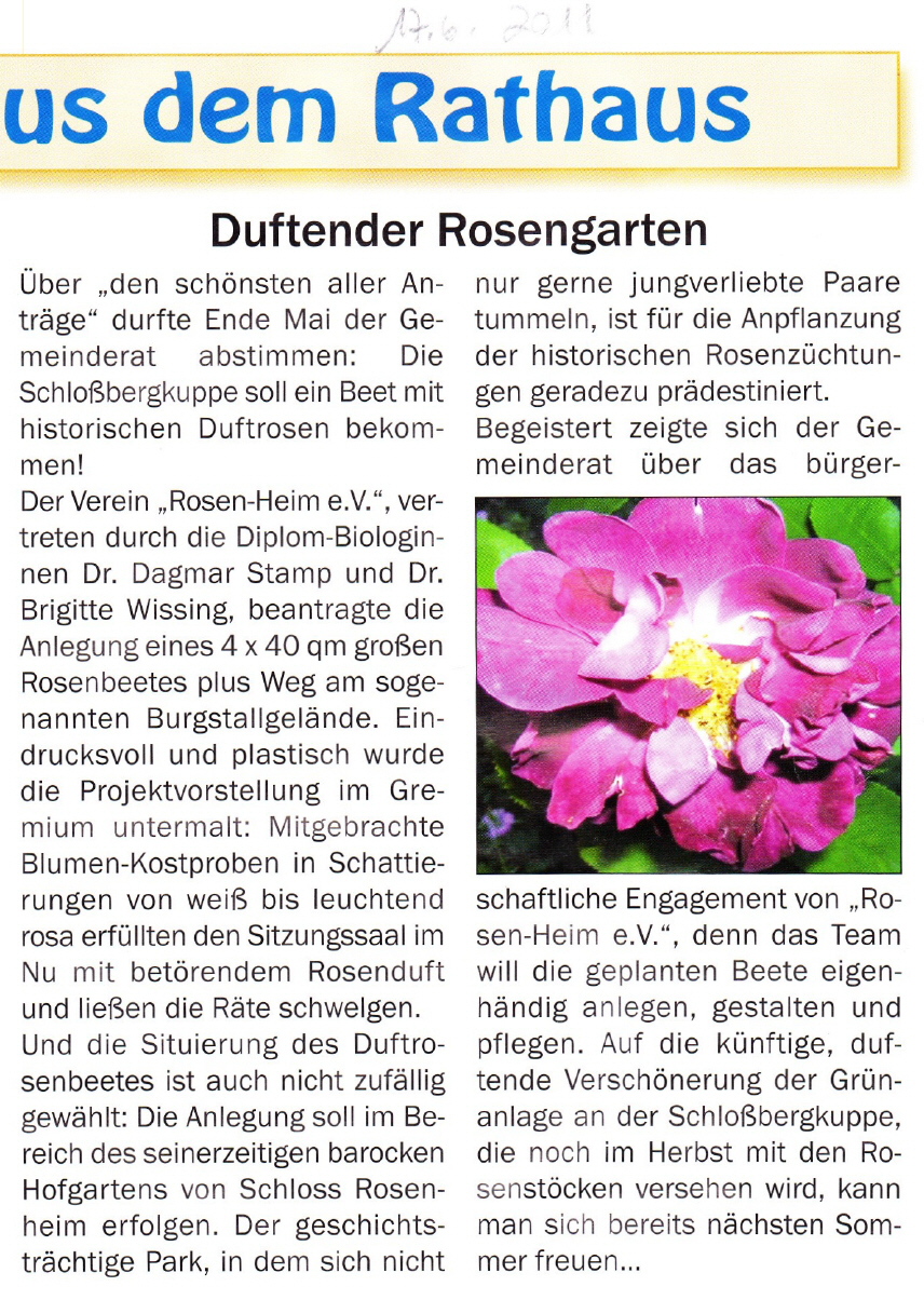 Artikel 2011 Rosengarten am Schloßberg.