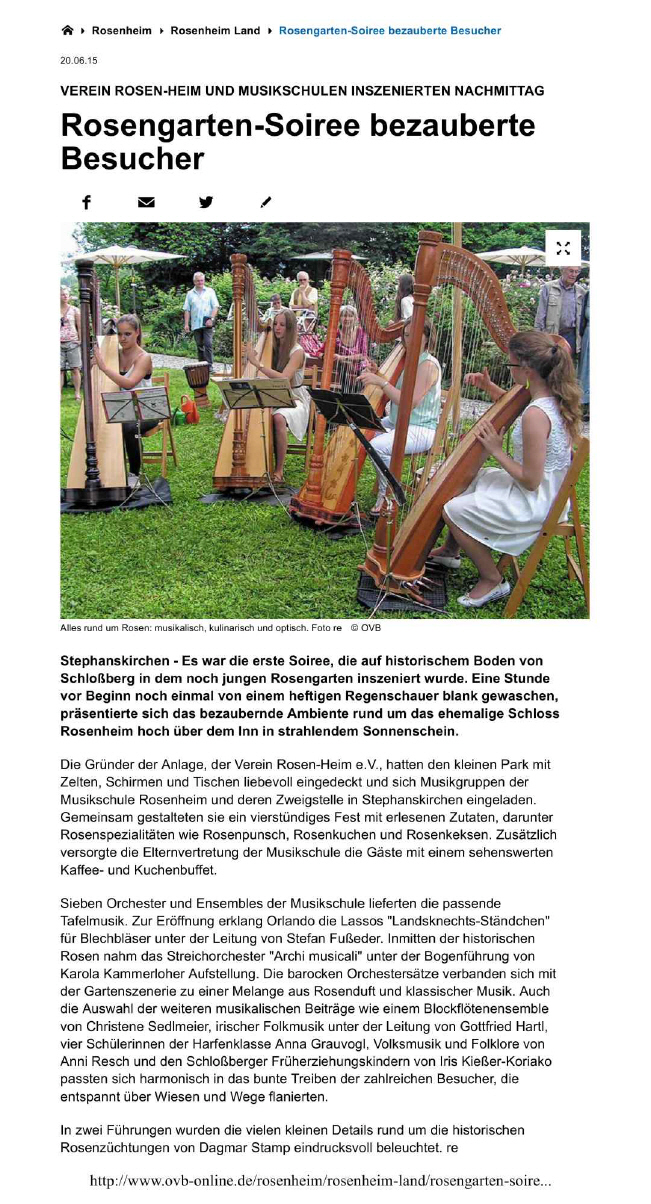 Online Artikel Soiree im Rosengarten am Schloßberg.